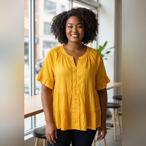 Wonderly Mustard Button-Up Blouse